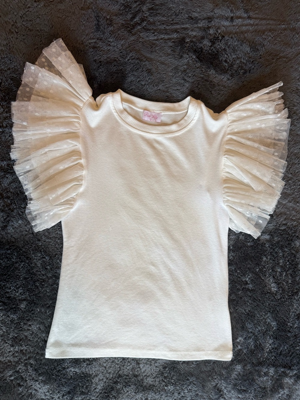 White Ruffle Sleeve Top - Picture 2 of 5